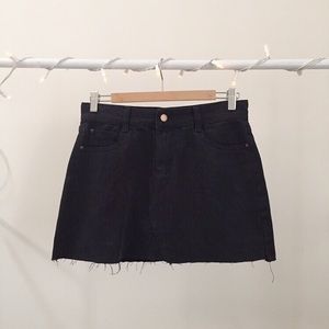 black denim mini skirt